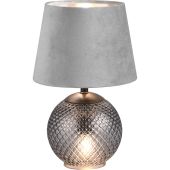Trio Jonna R51242054 grijs fluwelen tafellamp met lamp in voet
