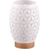 Trio Bidar R51571031 mat witte tafellamp met houten voet