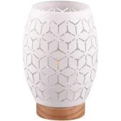 Trio Bidar R51571031 mat witte tafellamp met houten voet