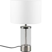 Reality Grazia R51711007 staal met helder glazen tafellamp met witte kap