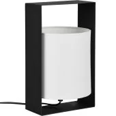 Reality Pail R55751032 zwart tafellampje met witte kap van textiel