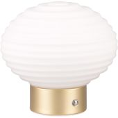 Reality Earl R57771101 messing oplaadbare tafellamp met opaal glas