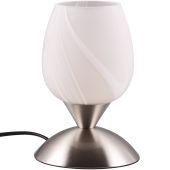 Trio Cup R59441001 mat staal tafellampje met albast glas