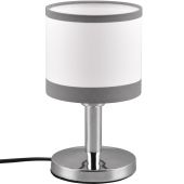 Trio Davos R59551006 chromen tafellamp met wit kapje van textiel