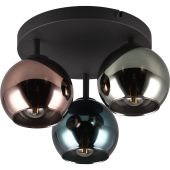 Trio Sheldon R61303017 plafondlamp met blauw, groen en koperkleurig glas