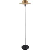 Freelight Muschio S3801BG zwarte vloerlamp met goudkleurig gelaagde kap