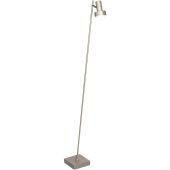 Freelight Lunata S9091S staal kleurige vloerlamp met vierkante voet en dunne buis met in de top een spotje