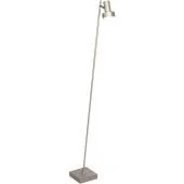 Freelight Lunata S9091S staal kleurige vloerlamp met vierkante voet en dunne buis met in de top een spotje