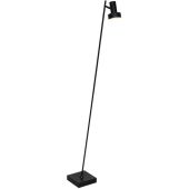Freelight Lunata S9091Z zwarte vloerlamp met vierkante voet en dunne buis met in de top een spotje