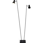 Freelight Lunata S9092Z zwarte vloerlamp met vierkante voet en twee dunne staande buizen met in iedere top een spotje