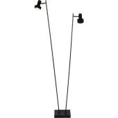Freelight Lunata S9092Z zwarte vloerlamp met vierkante voet en twee dunne staande buizen met in iedere top een spotje