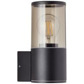 Brilliant Sergio 96471/63 mat zwarte wandlamp met rook kleurig kunststof