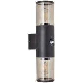 Brilliant Sergio 96474/63 mat zwarte buitenlamp met bewegingsmelder