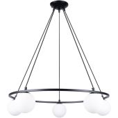 Sollux Yoli SL.1214 zwarte kroonluchter met wit glazen bollen