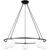 Sollux Yoli SL.1214 zwarte kroonluchter met wit glazen bollen