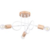 Sollux Ember SL.1474 witte plafondlamp met houten delen