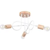 Sollux Ember SL.1474 witte plafondlamp met houten delen