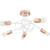 Sollux Ember SL.1475 witte plafondlamp met houten delen