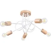 Sollux Ember SL.1475 witte plafondlamp met houten delen