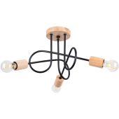 Sollux Ember SL.1477 zwarte plafondlamp met houten delen