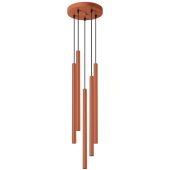 Sollux Pastelo SL.1528 oker rode hanglamp met vijf buisvormige kappen