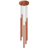 Sollux Pastelo SL.1528 oker rode hanglamp met vijf buisvormige kappen