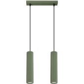 Sollux Karbon SL.1612 olijfgroene geribbelde hanglamp