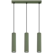 Sollux Karbon SL.1613 olijfgroene geribbelde hanglamp