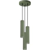 Sollux Karbon SL.1614 olijfgroene geribbelde hanglamp