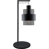 Freelight Chiasso T5101Z zwarte tafellamp met rookglazen kap met zwart metalen band