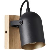 Brilliant Tronte 99795/86 zwart met houten wandspot