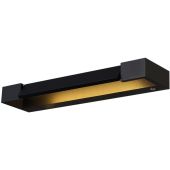 Freelight Parete W1440Z zwarte schilderijlamp met kantelbaar deel waar de LED is geplaatst. rechtsonder een touch dimmer