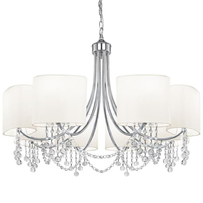 Searchlight SL-1058-8CC Kroonluchter Nina wit 75cm