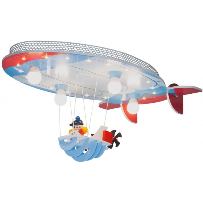 Elobra EL-136133 Plafondlamp Luchtschip Joe blauw 74cm