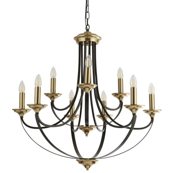 Searchlight SL-1849-9BZ Kroonluchter Belfry bruin 78cm