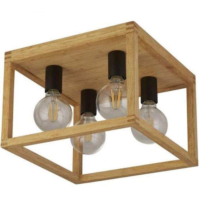 Searchlight SL-54742-4NA Plafondlamp Square hout 36cm