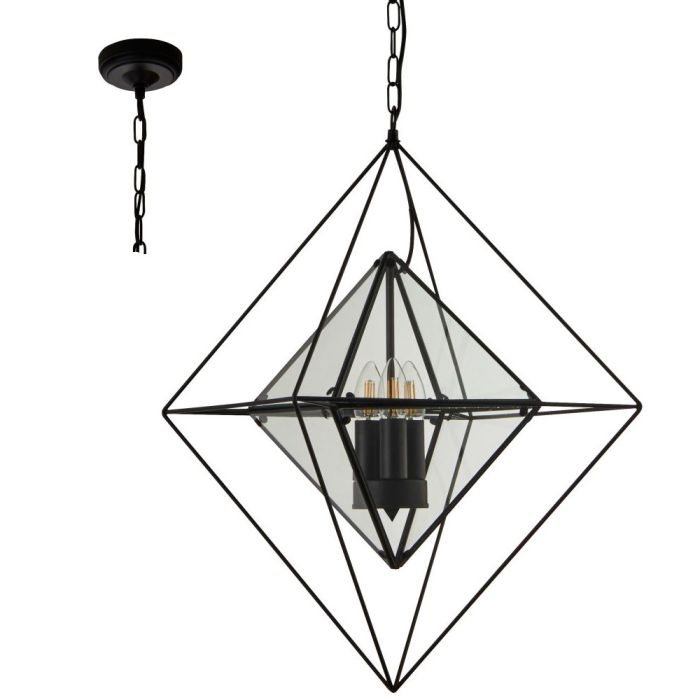 Searchlight SL-7323-3BK Hanglamp Diamond zwart 57cm