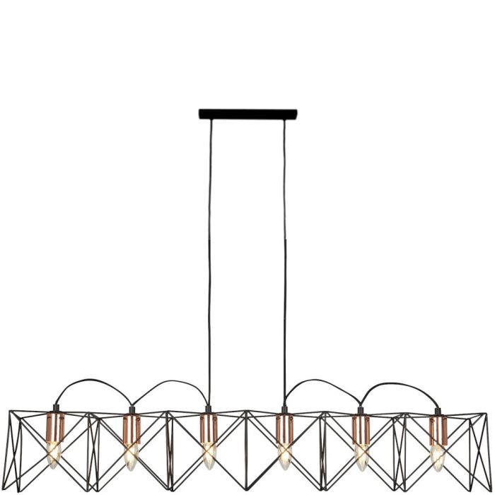 Searchlight SL-8416-6BK Hanglamp Anthea koper 110cm