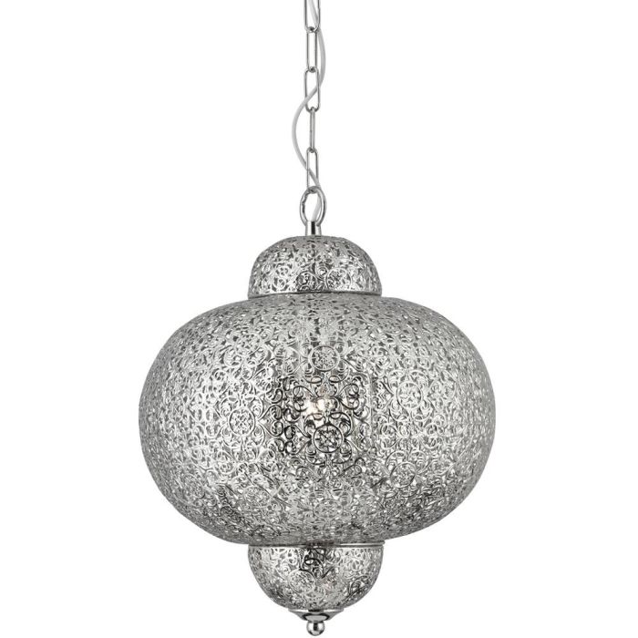 Searchlight SL-9221-1SS Hanglamp Fretwork zilver 29cm