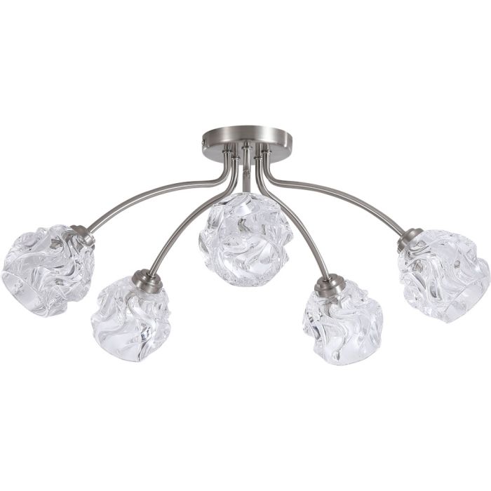 Searchlight SL-11525-5SN Plafondlamp Astral staal 60cm