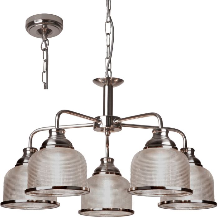Searchlight SL-1685-5SS Kroonluchter Bistro staal 58cm