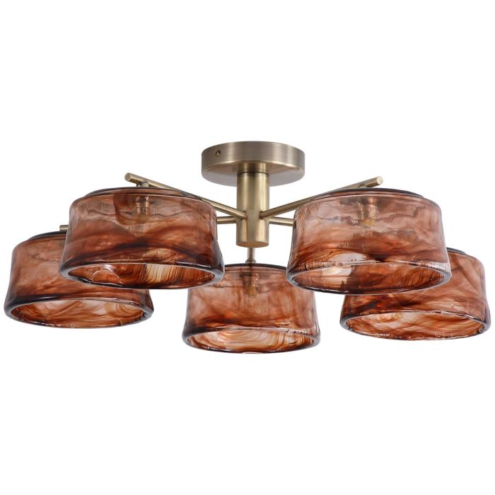 Searchlight SL-32027-5AB Plafondlamp Charlie bruin 55cm