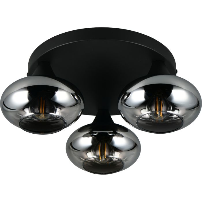 Trio  R66643054-TR Plafondlamp Divina rookglas 39cm