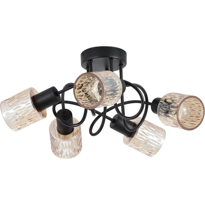 Searchlight SL-23605-5BK Plafondlamp Knot amber 45cm