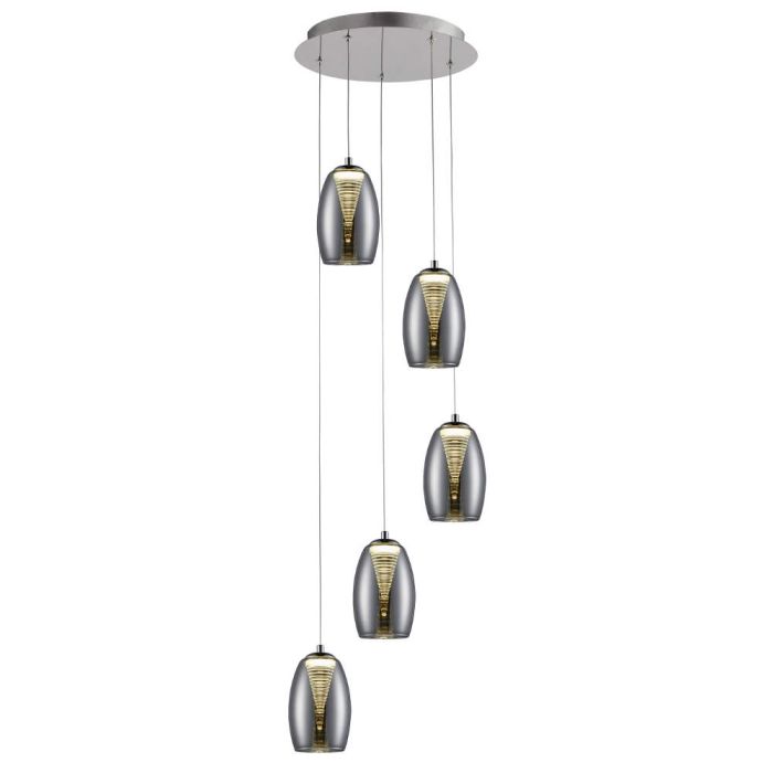 Brilliant G60773/93-BR Hanglamp Metropolis gerookt 33cm