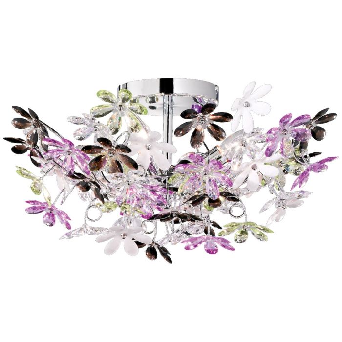 Trio  R60014017-TR Plafondlamp Flower acrylglas 49cm