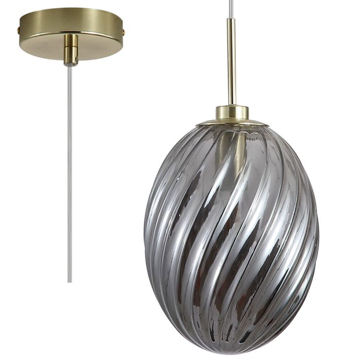 Searchlight SL-24141SM Hanglamp Whirl rookglas 16cm