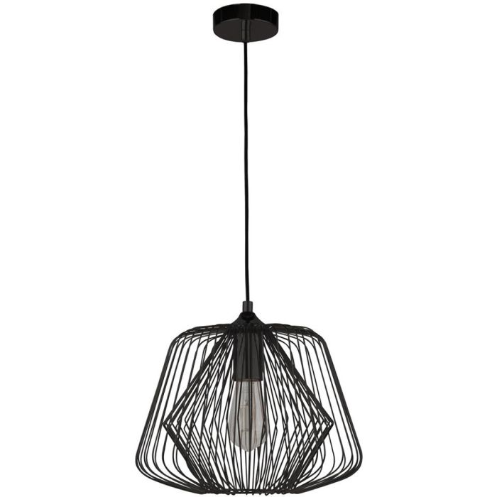 Searchlight Bell 0211BK zwarte hanglamp van draadstaal