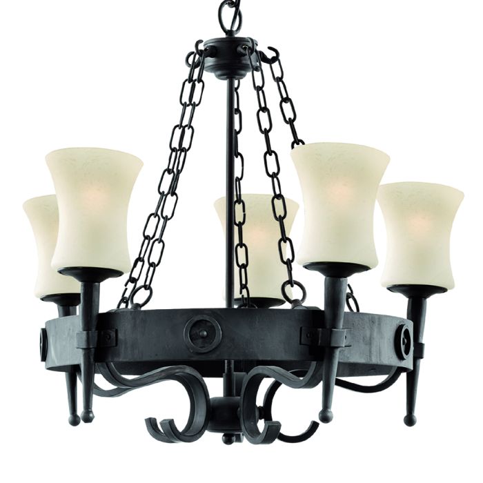 Searchlight Cartwheel 0815-5BK smeedijzeren kroonluchter