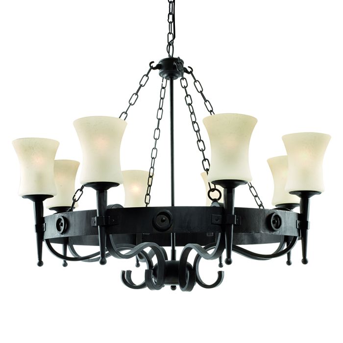 Searchlight Cartwheel 0818-8BK smeedijzeren kroonluchter